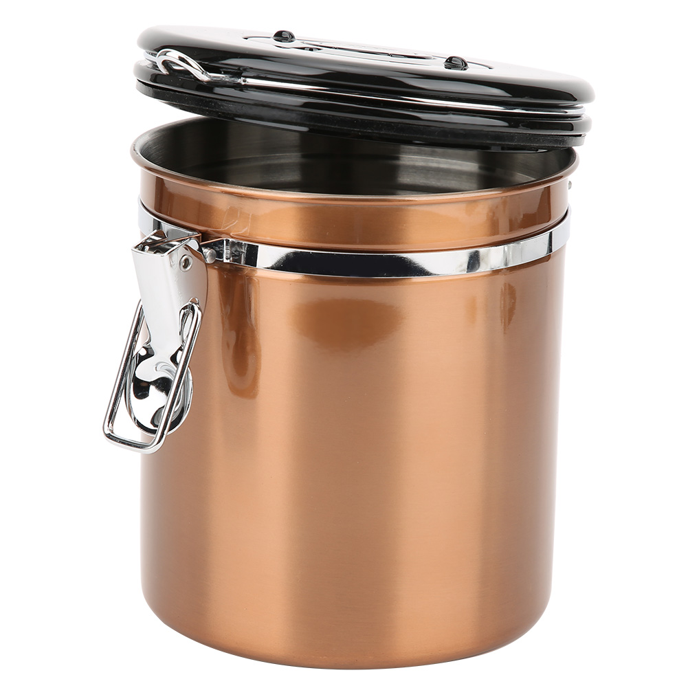 1,5-liter-edelstahl-vorratsdose Mit Verschlussventil Für Tee, Kaffeebohnen, Gold