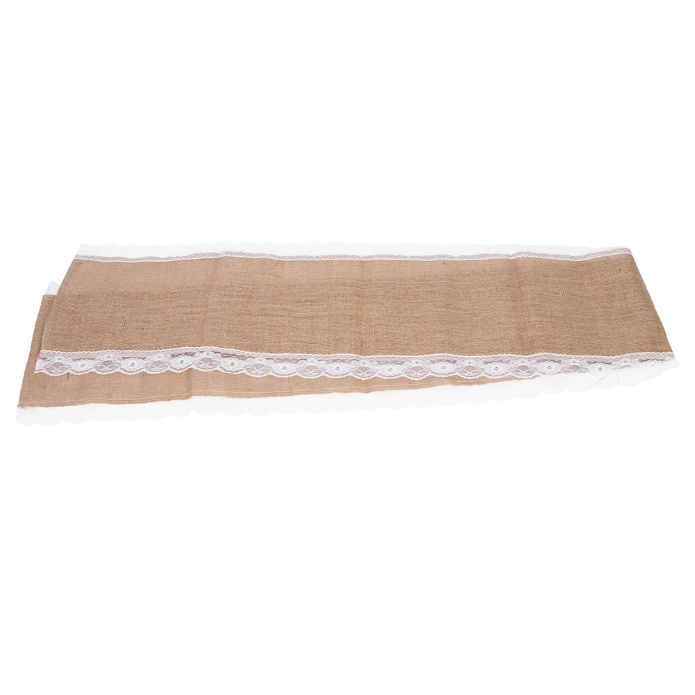 Tischläufer Aus Jute Mit Spitzenrand, Handgefertigte Tischdekoration Für Hochzeiten Und Zuhause