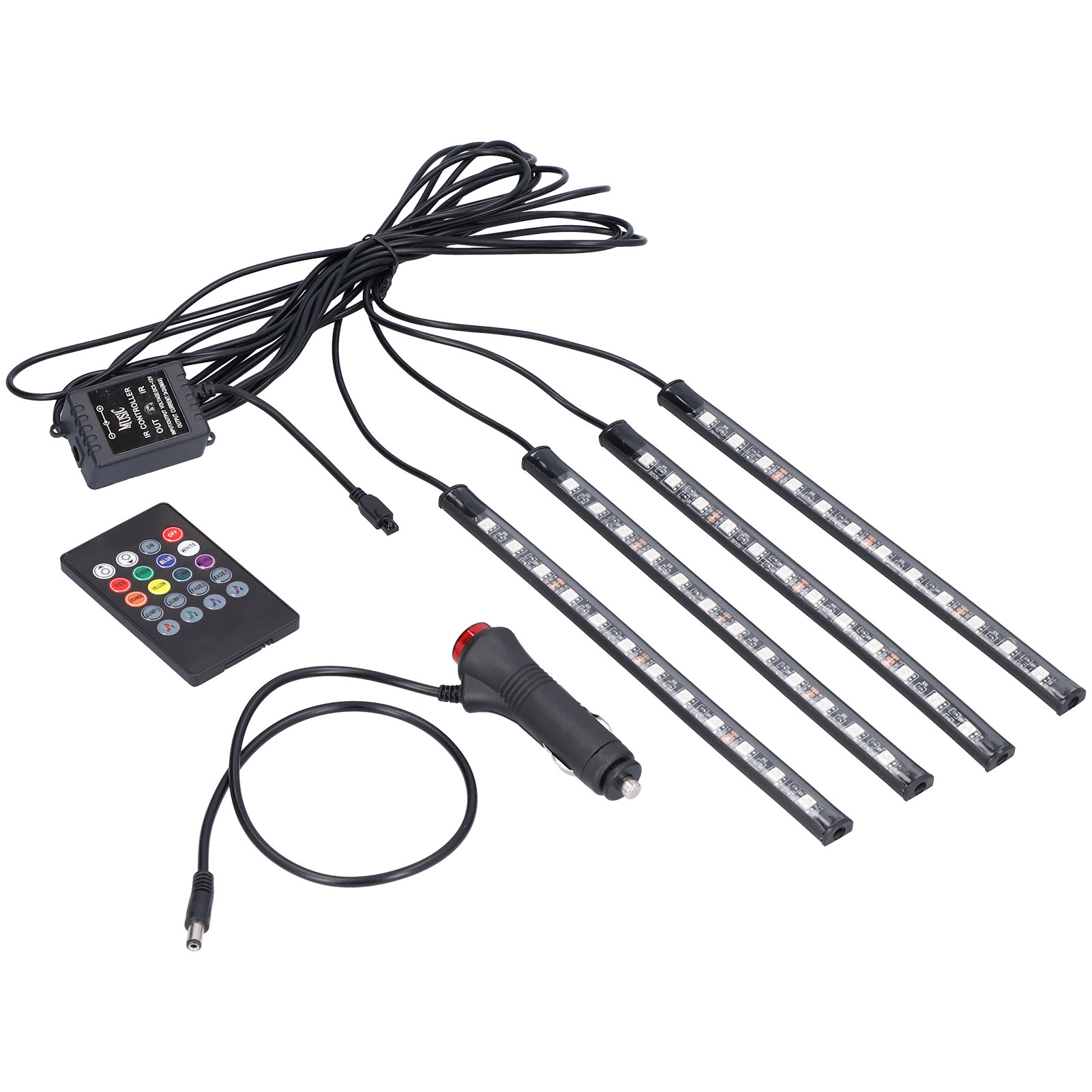 Innenraumbeleuchtung Mit Fernbedienung, Musiksteuerung, Rgb-lichtquelle, Ip65 Wasserdicht, 48 Leds, Plug-and-play-led-streifen Für Die Dekorative Fahrzeugbeleuchtung