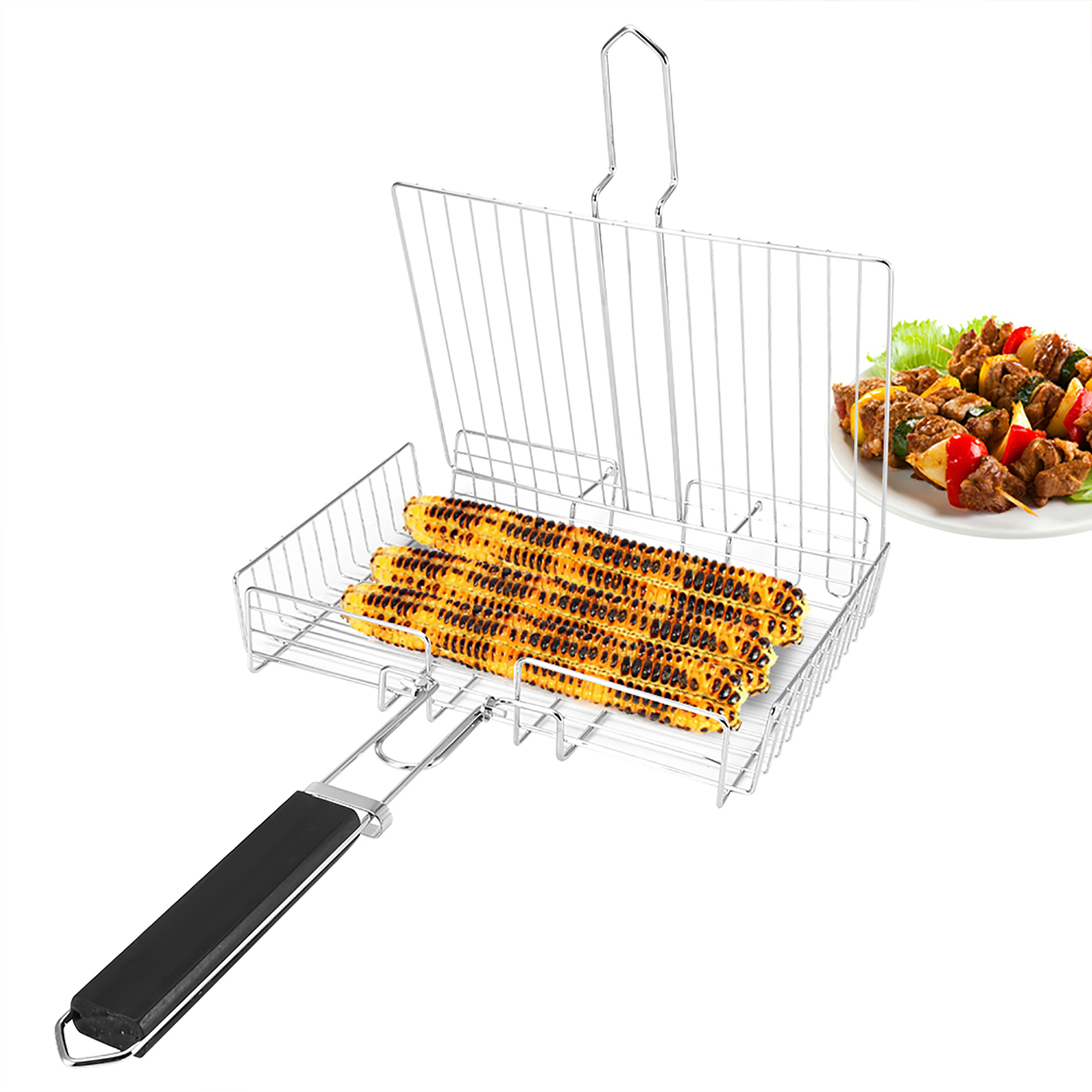 Grillnetz Quadratisch, Für Gegrillten Fisch Und Hähnchen, Mit Clip, Handliche Grilldrahtklemme