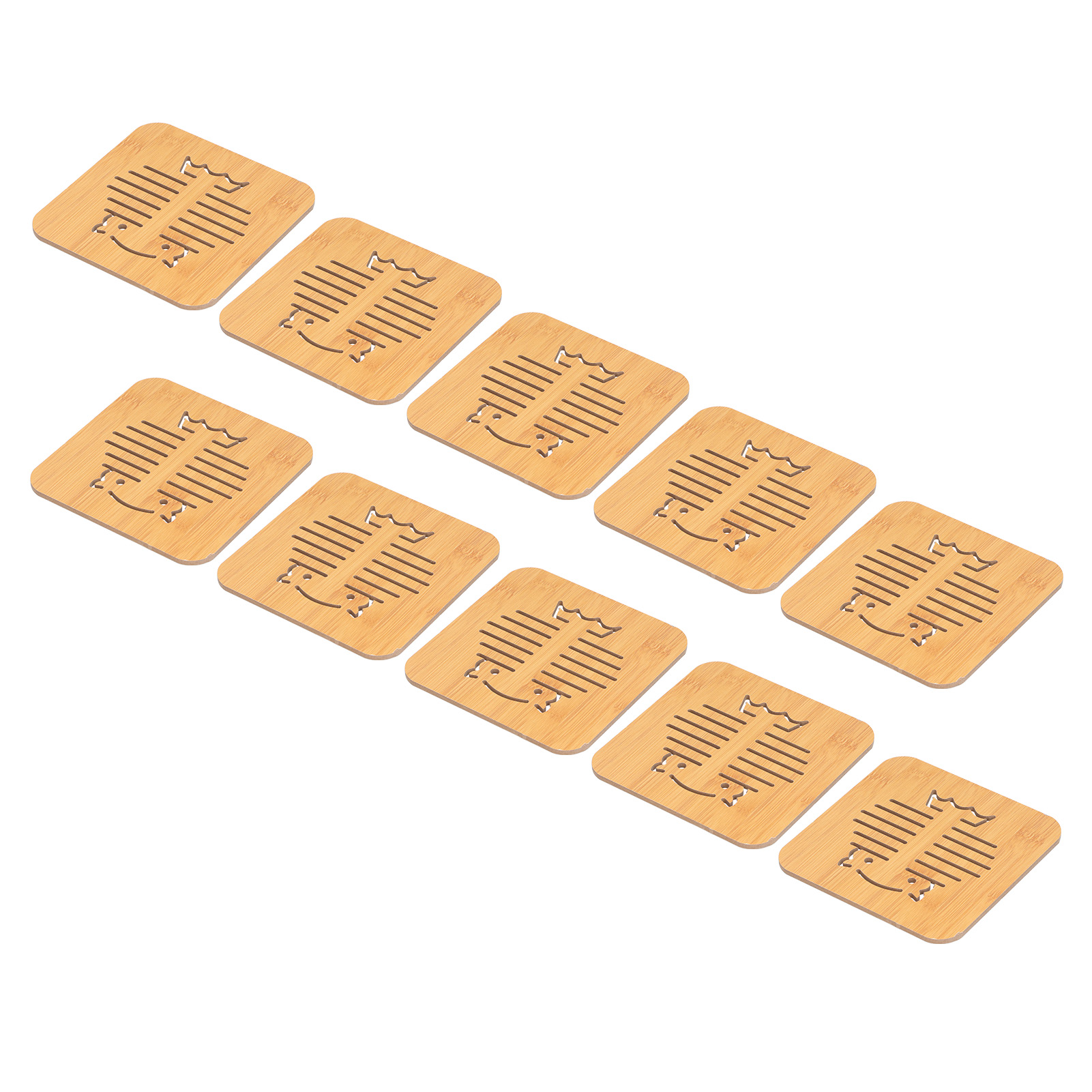 10 Stück Hohle Tischsets Aus Bambusimitat, Isolierend, Hitzebeständig, Für Schüsseln Und Tassen, Küchenzubehör, Eulenform