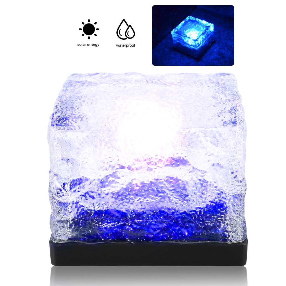 Wasserdichte, Solarbetriebene Led-leuchte In Form Eines Eisblocks Für Den Außenbereich, Garten, Blaues Licht