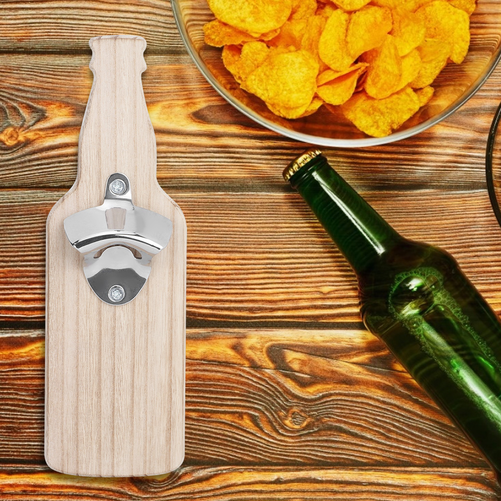 Magnetischer Einhand-flaschenöffner Für Den Kühlschrank, Küchenaccessoires, Holzfarbe