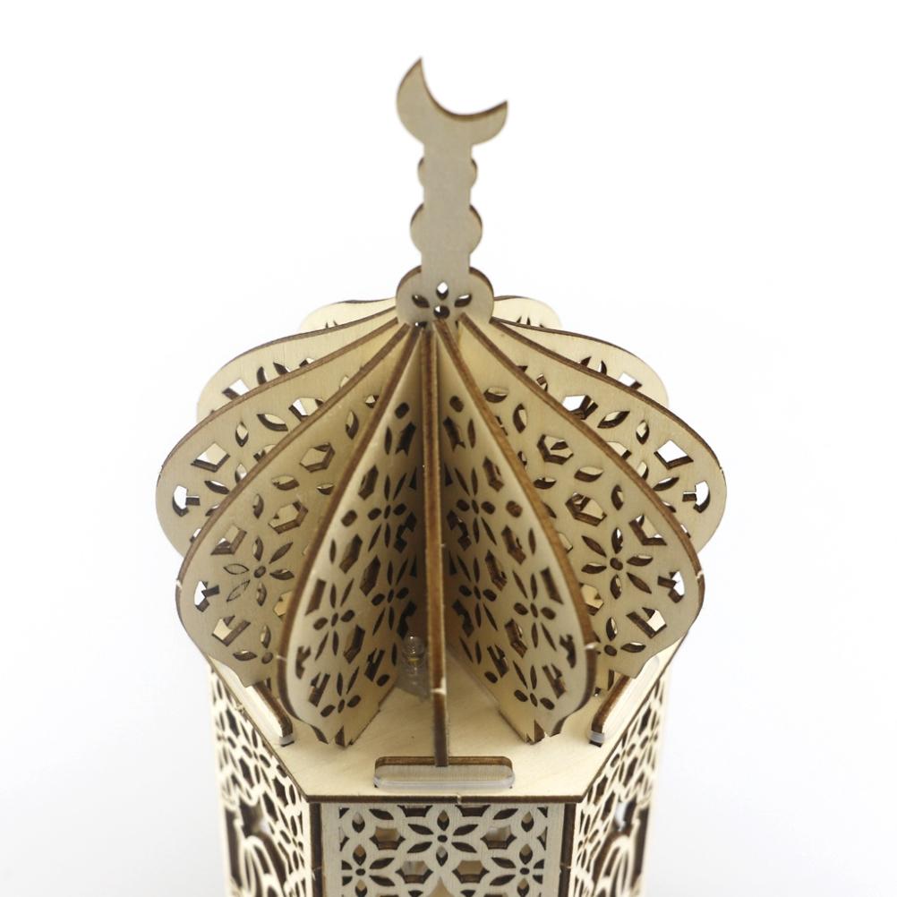 Ramadan Led-lampe Aus Holz, Eid Mubarak Mond-led-licht, Muslimische Islamische Dekorative Laterne Für Die Heimdekoration