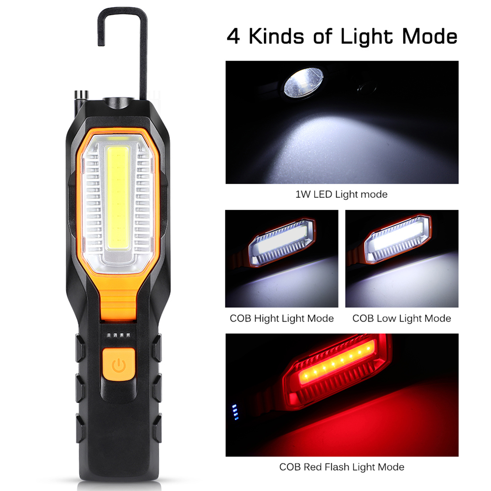 Wiederaufladbare Cob-arbeitsleuchte, Usb-verstellbare Led-arbeitslampe Mit Magnethaken Für Reparaturen