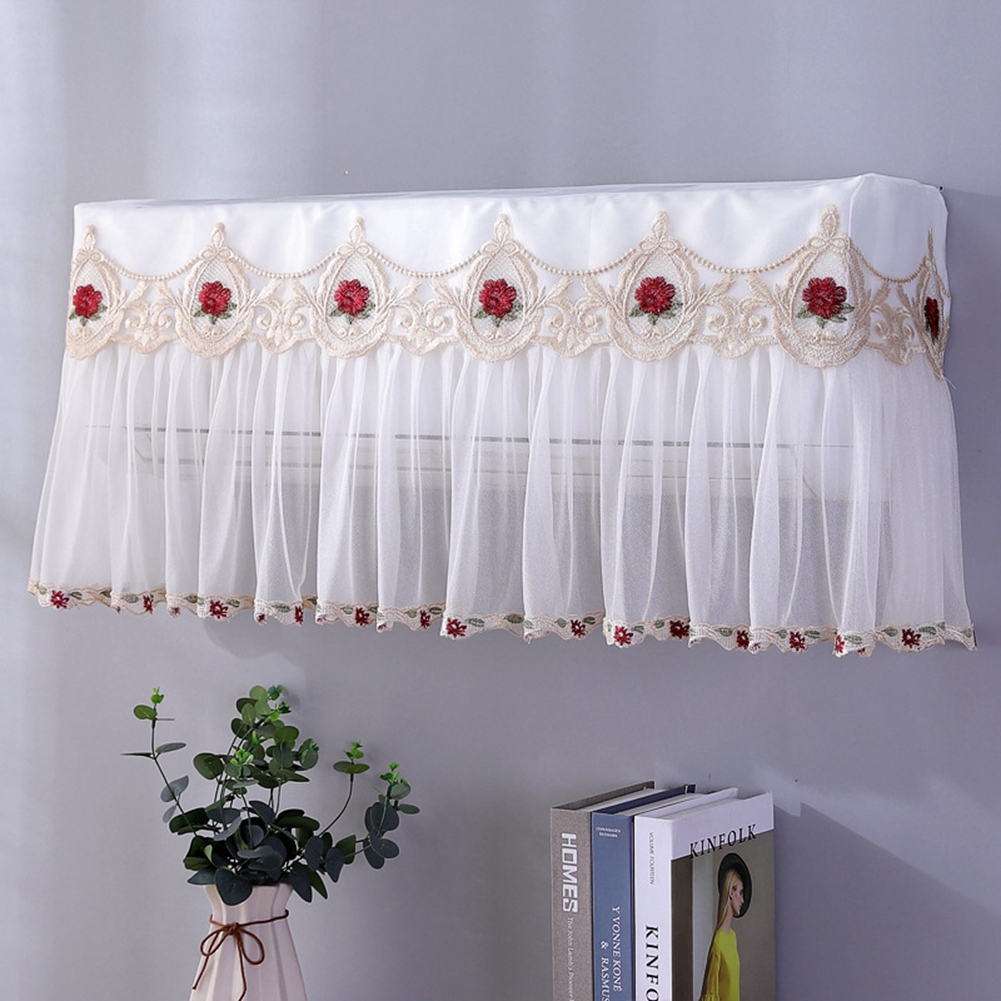 Innenwand-staubschutzhülle Für Klimaanlagen Aus Spitze, Haushaltswaren (weinrotes Blumenmuster, 92 Cm)