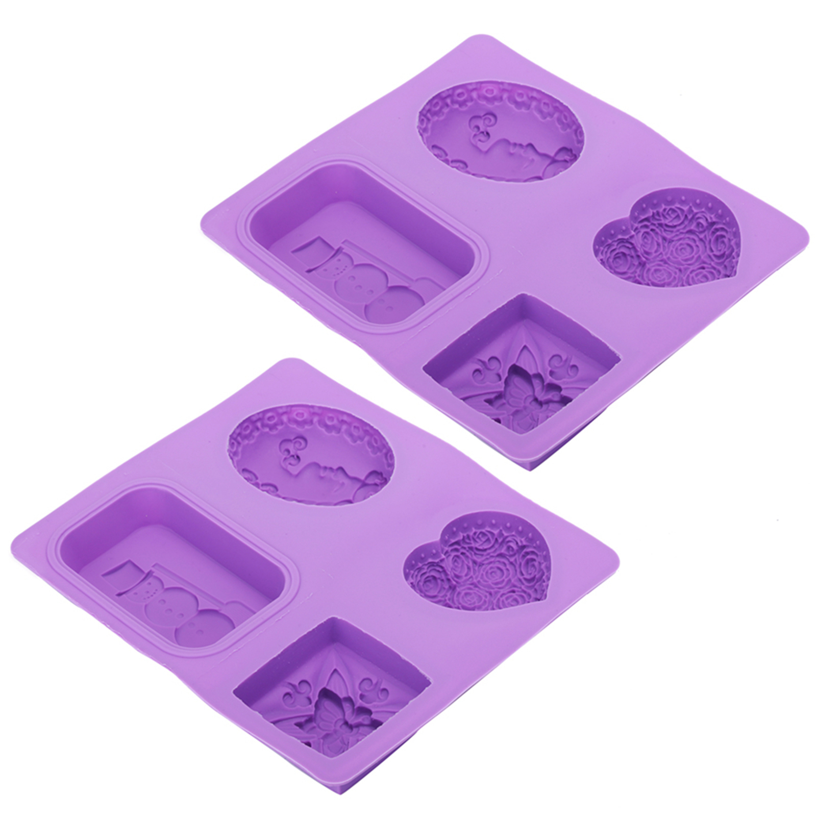 2-teilige Silikon-seifenform Mit 4 Mulden, Hitzebeständig, Ideal Zum Selbermachen Von Cupcakes