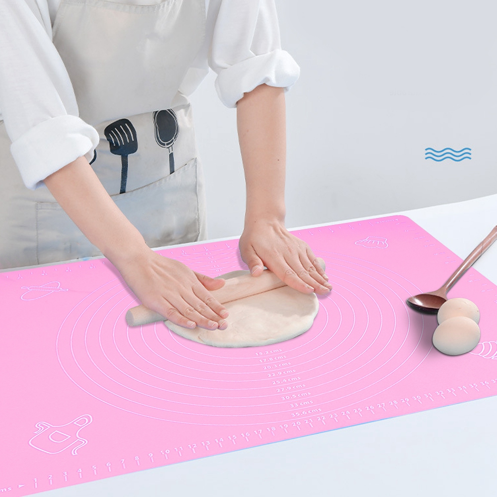 Dicke Silikon-teigausrollmatte Mit Skala, Ideal Zum Backen, Rosa, 40 X 50 Cm