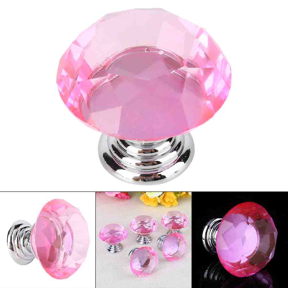 10 Stück 30 Mm Rosa Kristallglas-türknöpfe Für Schubladenschränke In Der Küche