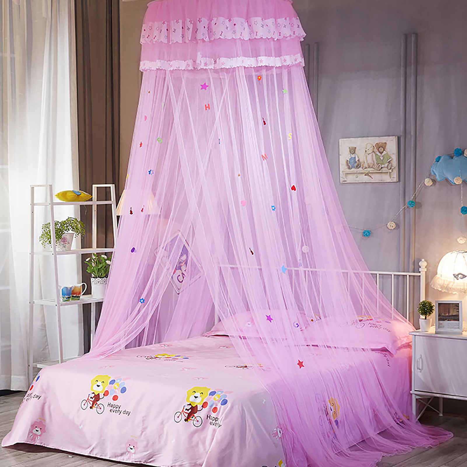 Runder Baldachin-moskitonetz-bettvorhang Im Prinzessinnenstil Für Kinderbetten (rosa)