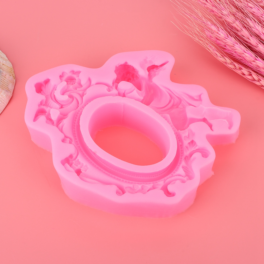 Europäischer Engel-fotorahmen Diy Silikonform Fondant Schokoladenform Kuchen Backdekorationswerkzeug Rosa