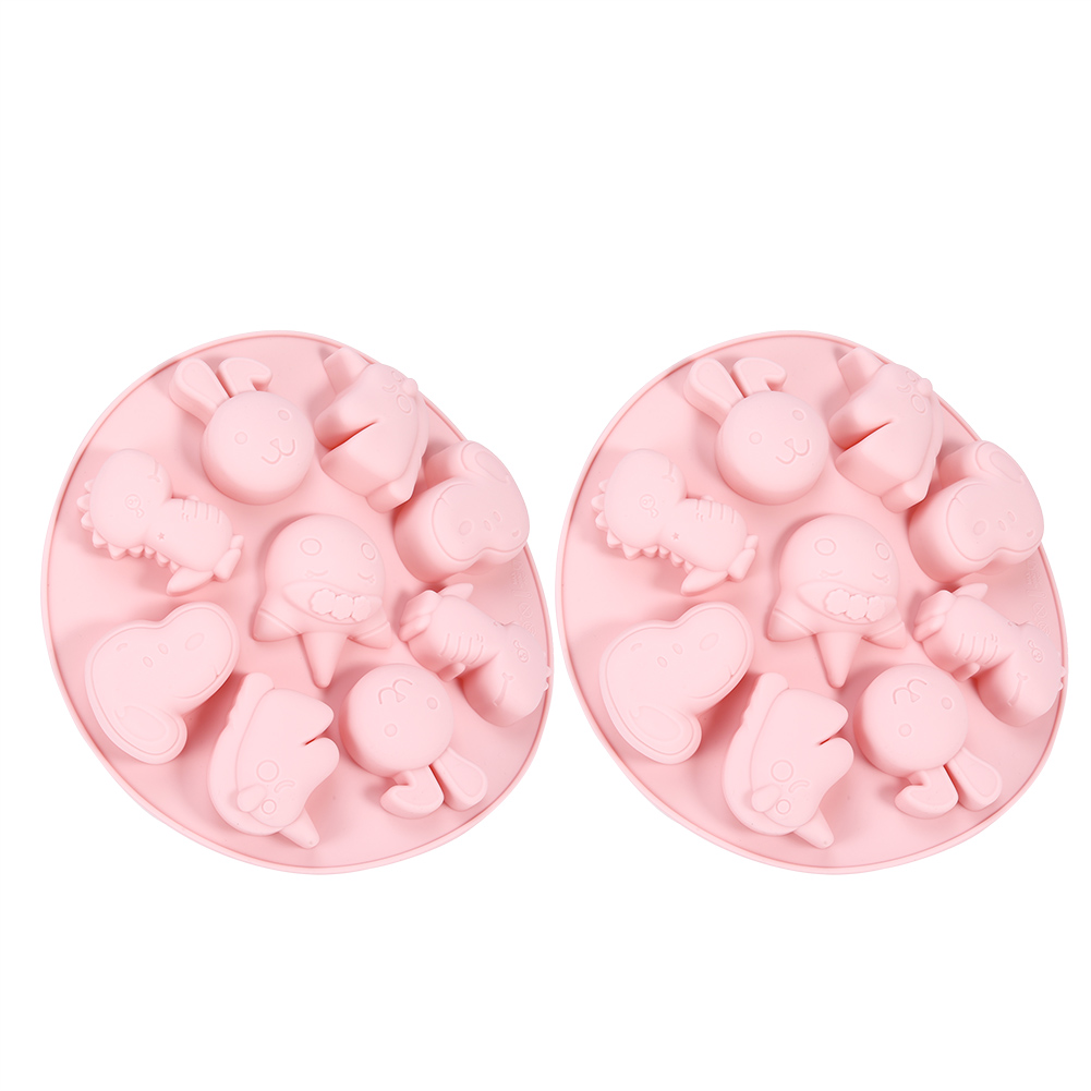 2 Stück Silikon-kuchenform In Form Von Cartoon-tieren, Antihaftbeschichtet, Schokoladen-fondant-form, Backwerkzeuge (pink)