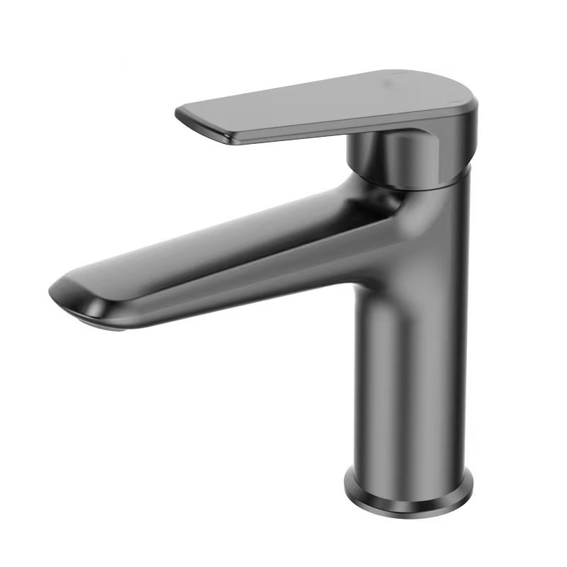 Gunmetal-grauer Waschtischhahn Für Warm- Und Kaltwasser, Geeignet Für Hotels, Pensionen Und Den Privaten Gebrauch, Mit Einem Einloch-unterbauhahn.