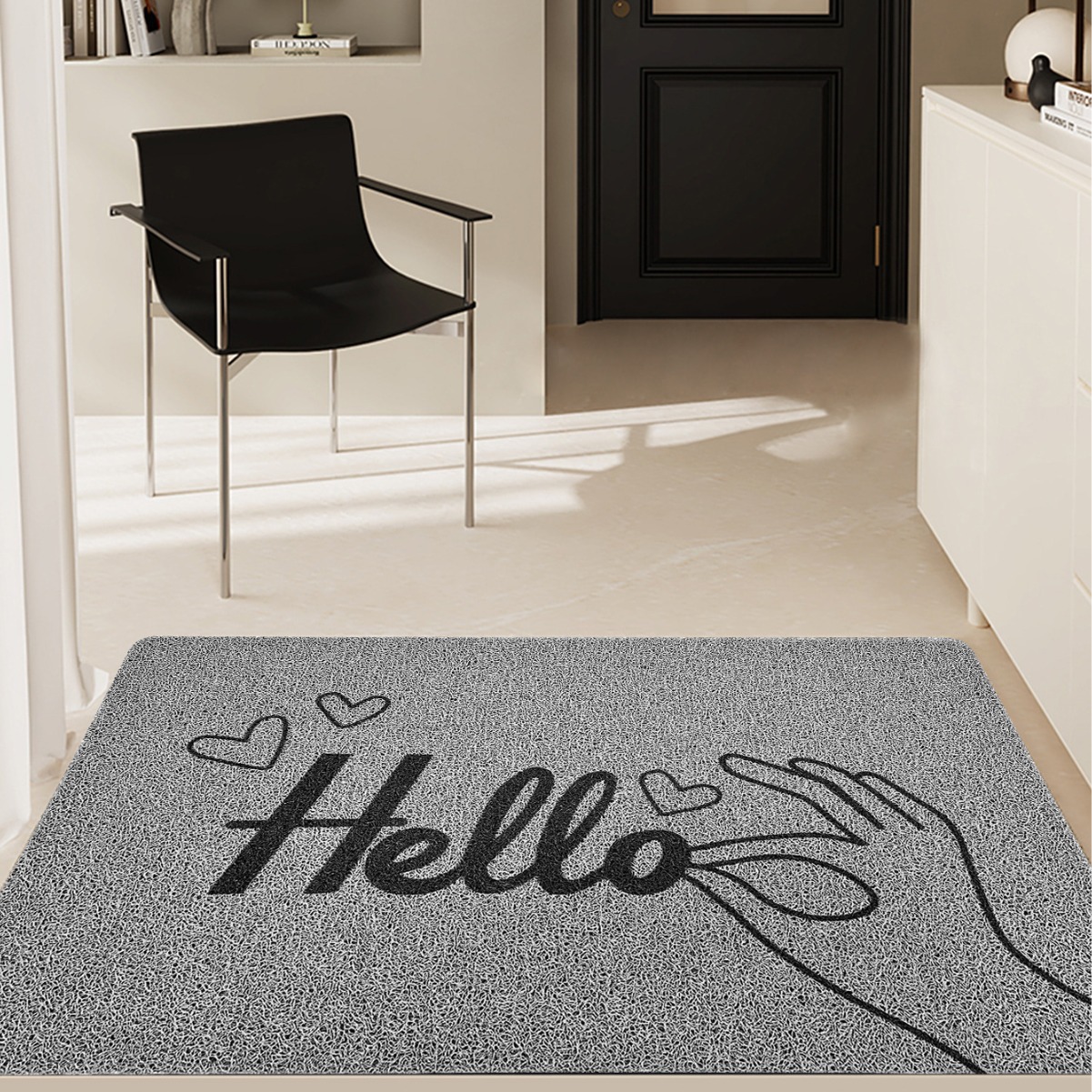 Neue Eingangsmatte, Badteppich, Pvc-schlingenmatte, Rutschfeste Fußmatte Für Wc Und Eingangsbereich – Grau, Hello-finger-design – 60 X 90 Cm Schlingen