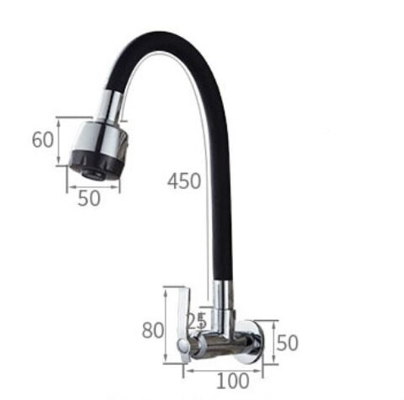 Küchenarmatur Aus Messing, 360° Drehbar, Einseitig Kalt, Für Spülbecken, Geschirrspüler Und Waschbecken – Spritzwassergeschützt, Horizontale Ausführung