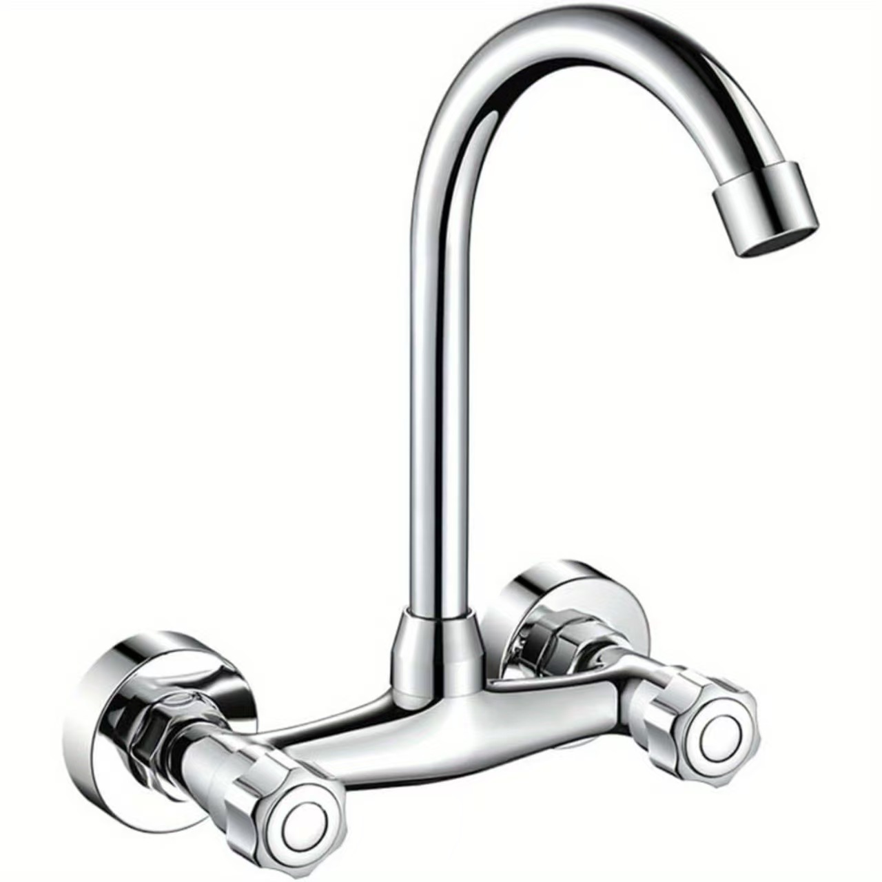 Wandmontierte Küchenarmatur Komplett Aus Kupfer Mit Warm- Und Kaltwasseranschluss Für Spülbecken, Waschbecken Und Geschirrspülbecken Auf Dem Balkon - Mischventil Mit Gehäuse Aus Einer Legierung Und Gr