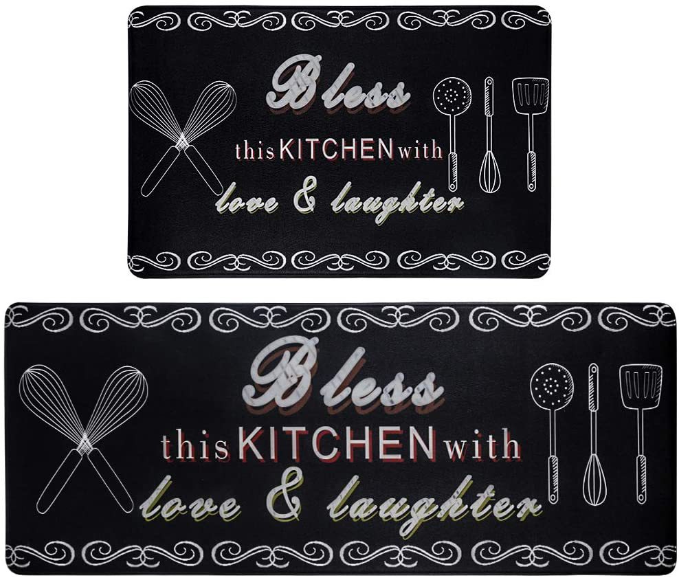 Dicke Küchenmatte Aus Pvc-leder, Rutschfest, Kratzfest, Abwaschbar, Fußschonend – Kitchen Zhuyuan Schwarz – 44 X 120 Cm