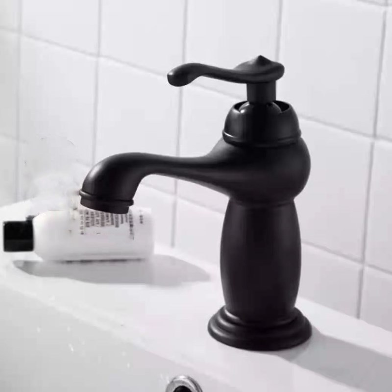 Europäischer Retro-waschtisch Aus Messing Mit Warm- Und Kaltwasseranschluss Für Badezimmer-waschtische, Aufsatzwaschbecken, Handwaschbeckenarmatur – Modell Mit Schwarzer Lampe (wasserzulaufrohr Nicht