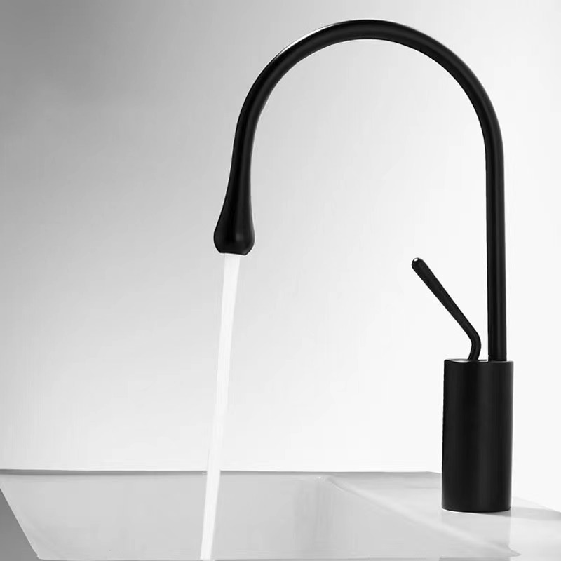 Europäischer Wassertropfer-wasserhahn Für Den Grenzüberschreitenden Einsatz, Drehbarer Waschtisch-wasserhahn Für Bad, Warm- Und Kaltwasser-waschtischarmatur, Bestseller - Schwarz [niedriges Modell]