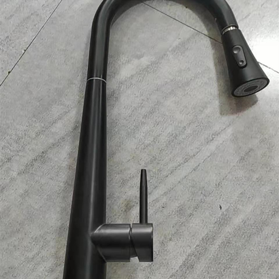 Küchenarmatur Aus Edelstahl 304 Mit Ausziehfunktion Und Warm- Und Kaltwasseranschluss Für Spülbecken Und Geschirrspüler – Zweistufiger Wasserauslass – Schwarze Auszieharmatur „rocket“ Aus Edelstahl 30