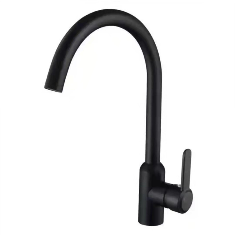 Küchenarmatur Aus Edelstahl, Spritzwassergeschützt, Geeignet Für Warm- Und Kaltwasserspülen Und Waschbecken, Hochwertige, Galvanisierte Dreharmatur – Schwarz