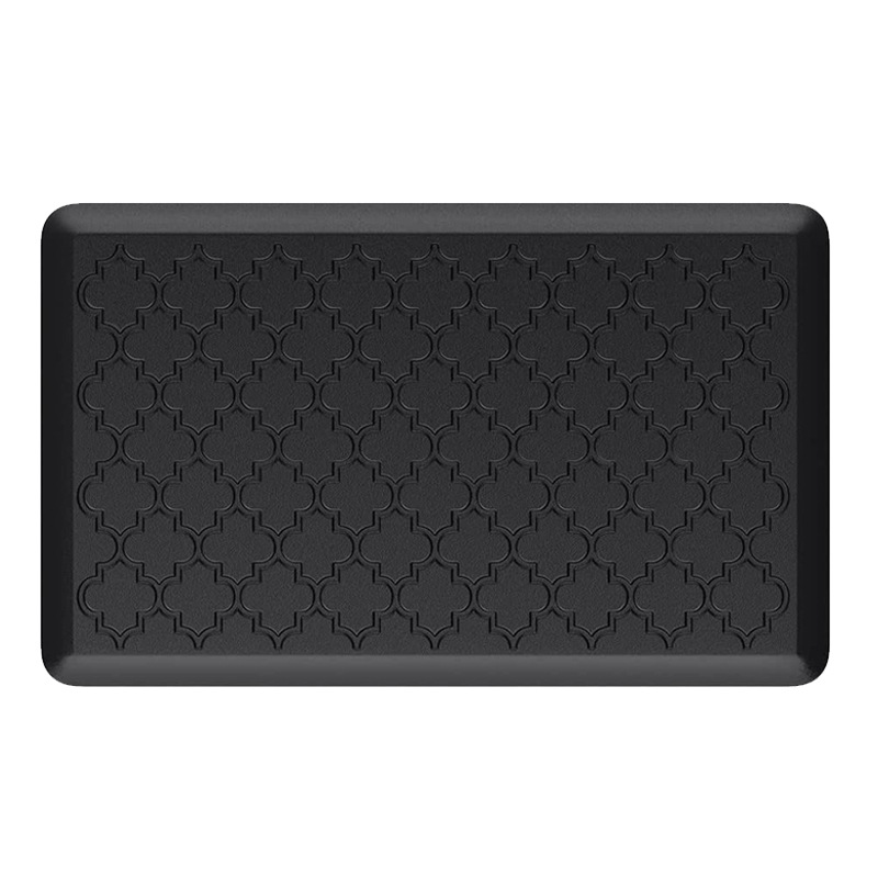 Küchenfußmatte, Verdickte, Ermüdungshemmende Pvc-lederfußmatte Mit Langem Streifen – Schwarz – 44 X 75 Cm