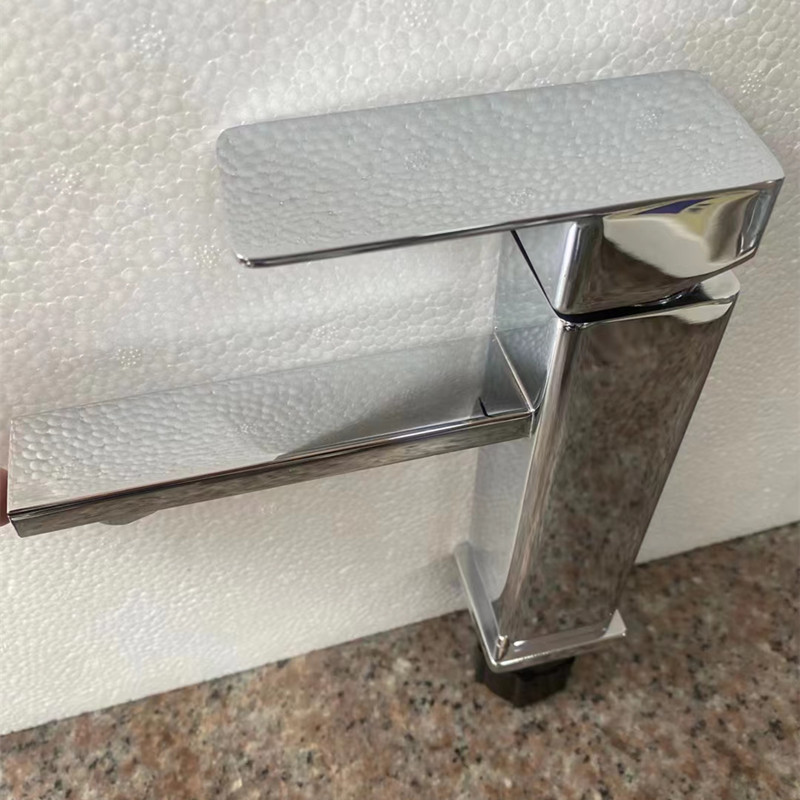 Schwarzer Warm- Und Kaltwasserhahn Aus Edelstahl 304 Für Badezimmerwaschbecken/waschtische – Flaches, Galvanisiertes Edelstahl 304