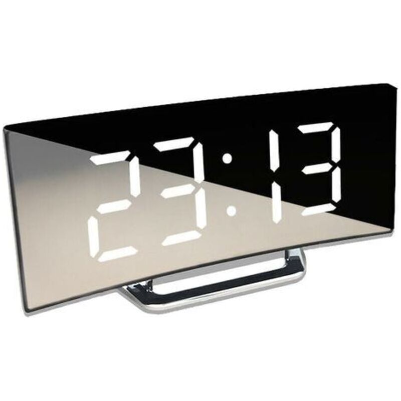 Digitaler Wecker, Gebogener Elektronischer Wecker, Großes Led-display, Spiegelwecker, Lautloser Wecker