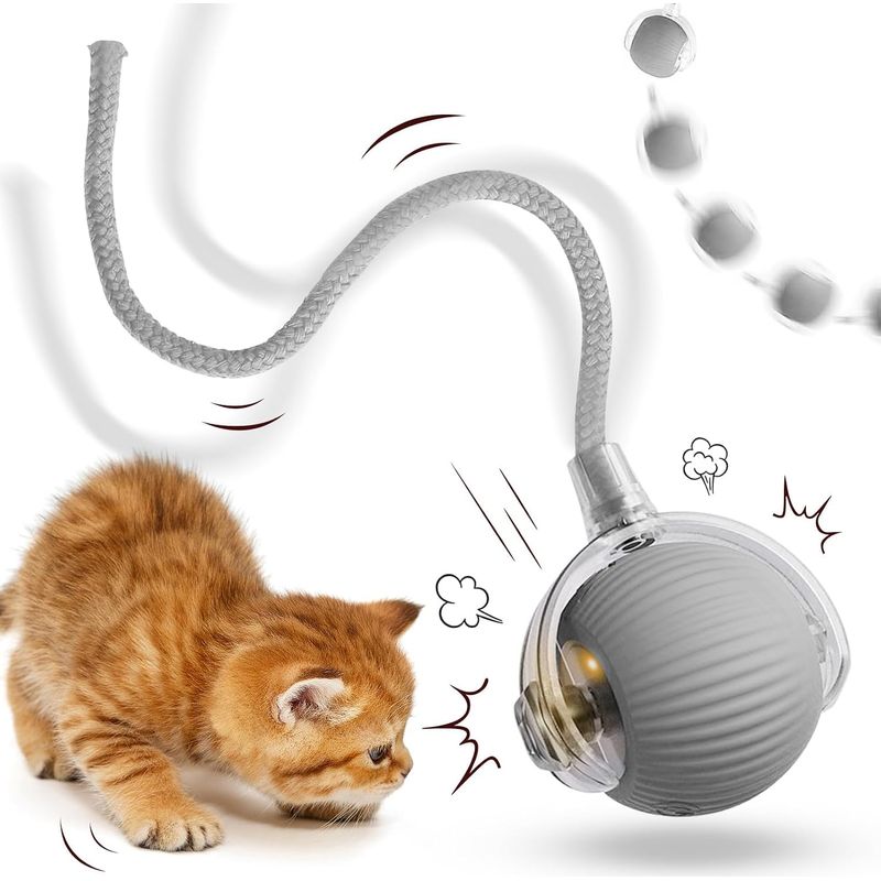 Lablanc – Interaktiver Katzenball, Interaktiver Katzenball, Katzenspielzeug, Intelligentes Katzenspielzeug, Interaktives Katzenspielzeug, Elektrischer Katzenball, 360° Drehbar Mit Usb-ladefunktion, 3