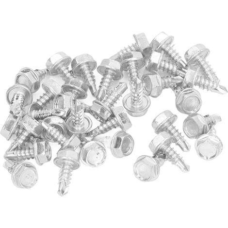 Selbstbohrende Schrauben Aus Kohlenstoffstahl Und Weißzink, 250 Stück, M4,8 X 13 Mm Für Metall, Holz Und Kunststoff, Sechskant-unterlegscheibenkopf