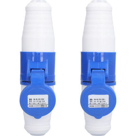 3-poliger Rundstecker, Einphasiger Industriestecker, 220–250 V, 16 A, 2p+e, Ip44, 2 Sets