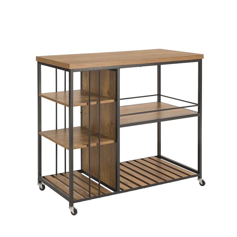 Sobuy Kücheninsel Mit Fünf Regalböden Braun 45.01x110.01x92cm Industriell Svw18-ii-f