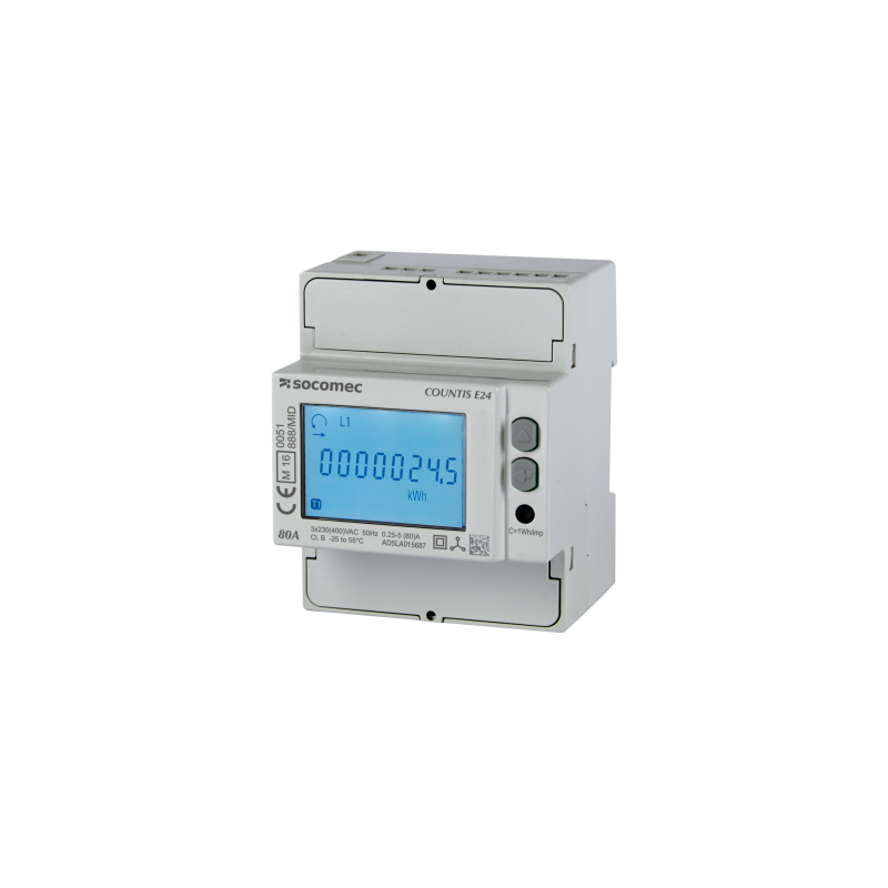Socomec 48503065 Countis E43-energiezähler – Dreiphasig – Hintergrundbeleuchtetes 8-stelliges Lcd-display