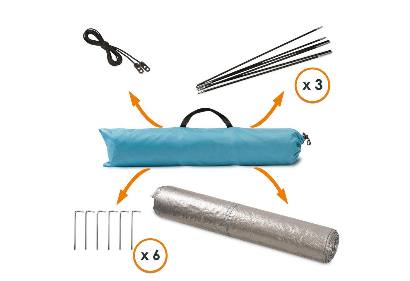 Pop Up Strandzelt Blau Mit Tasche Und Heringen - 270 X 120 Cm Bild 5
