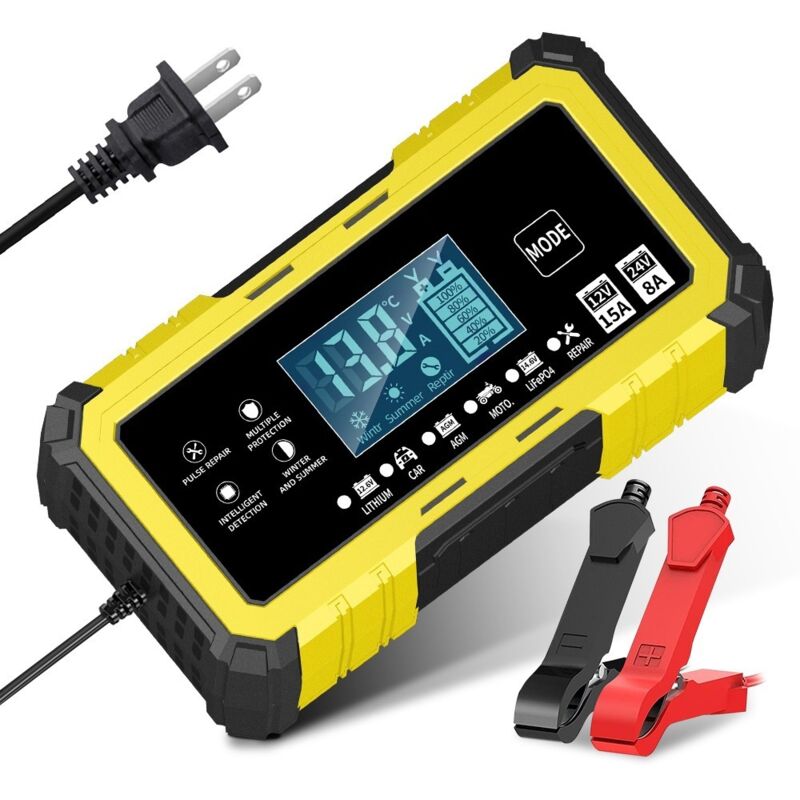 12v 15a / 24v 8a Gelbes Impulsladegerät 12v 15a / 24v 8a, 14,6v 15a Lithium-eisenphosphat-akkuladegerät Für Motorräder Und Autos