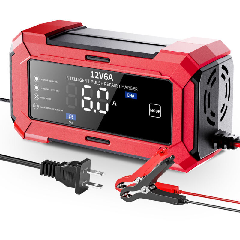 12v 6a Rotes 12v Auto-batterieladegerät (12v 6a), Motorrad-batterieladegerät (14,6v), 12v Lithium-eisenphosphat-batterieladegerät, Kompatibel Mit Lithium-blei-säure-batterien