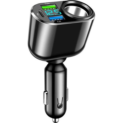 111-w-usb-c-kfz-ladegerät, Zigarettenanzünderadapter Mit Typ-c-anschluss, 90-w-schnellladefunktion, 66-w-super-qc3.0-ladefunktion, 30-w-pd-ladefunktion Und Integriertem Led-voltmeter Für Pkw Und Lkw –