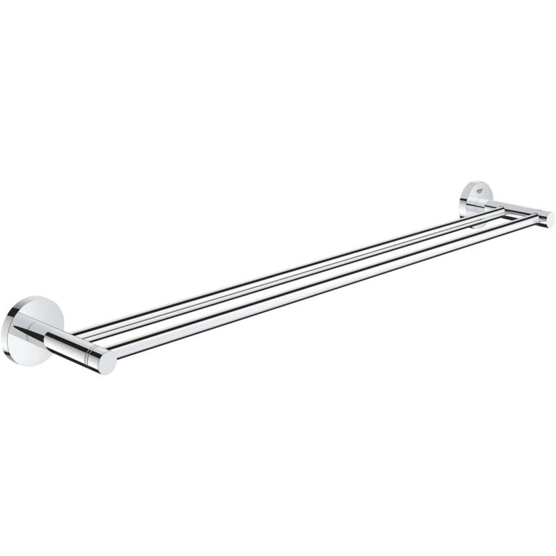 Doppelter Handtuchhalter Fürs Badezimmer, 654 Mm, Verdeckte Befestigung (schrauben Inklusive), Metall, Chrom
