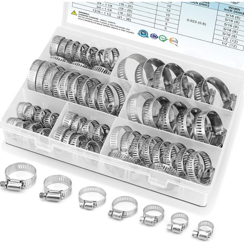 Schlauchschellen Aus Edelstahl 304 – 60er-packung – Verstellbarer Durchmesser 6-38 Mm – Schraubmechanismus Für Druckabdichtung
