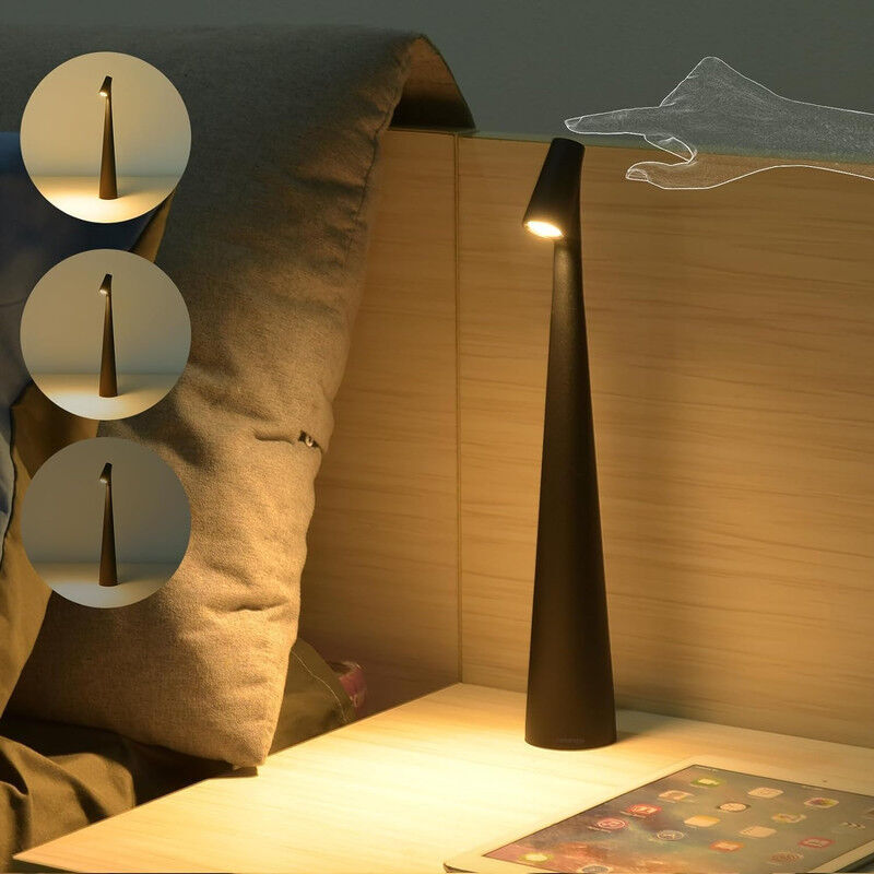 Wiederaufladbare, Kabellose Led-tischleuchte – Helligkeit 10–100 % Einstellbar – 3 Farbtemperaturen – 6–8 Stunden Akkulaufzeit – Usb-typ-c-ladeanschluss