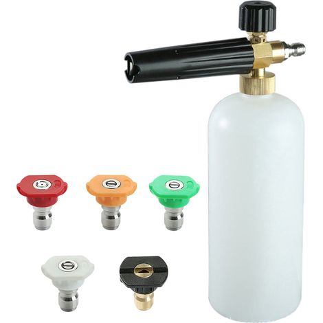 1-liter-schaumkanone Mit 5 Düsen – 1/4"-schnellanschluss – Dicker Schaum Bis Zu 6 Meter – Für Hochdruckreiniger Mit 2,5 Gpm