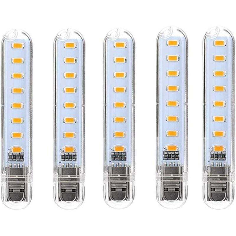 Usb-led-lampe, Mini-tragbare Usb-led-lampe, 5 Stück, Für Computertastatur, Pc, Powerbank (kaltweiß) [energieklasse G]