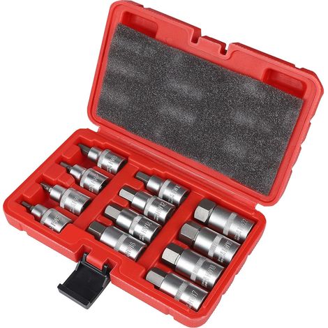 Satz Mit 12 1/2"-innensechskant-steckschlüsseln – 6-kantige Steckschlüssel Von 5 Bis 22 Mm – Chrom-vanadium-stahl – Kunststoffkoffer Für Schlagschrauber