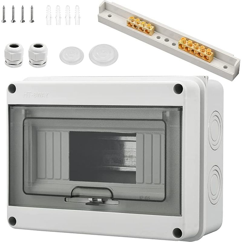 Wasserdichtes Elektrisches Gehäuse, Ip65 Wasserdichtes Elektrisches Gehäuse Für Den Außenbereich Mit 8 Modulen, 4 Klemmen Und 2 Steckverbindern, Für Den Außeneinsatz, Industrieanlagen Und Ladestatione