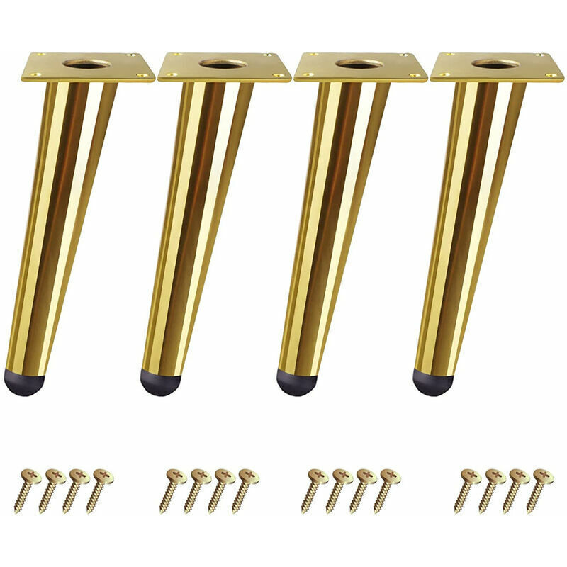 Möbelbeine, 4er-set Goldene Tischbeine 10 Cm Schräge Kegel-möbelbeine Für Bett, Kleiderschrank, Stuhl Mit Schrauben