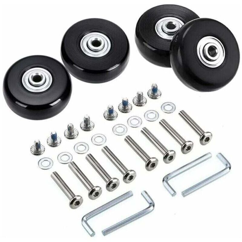 Satz Mit 4 Schwenkbaren Gummirädern, 45 Mm Durchmesser – Maximale Traglast 50 Kg – Für Koffer Und Trolleys – Einfache Montage Mit Schrauben Und Achsen