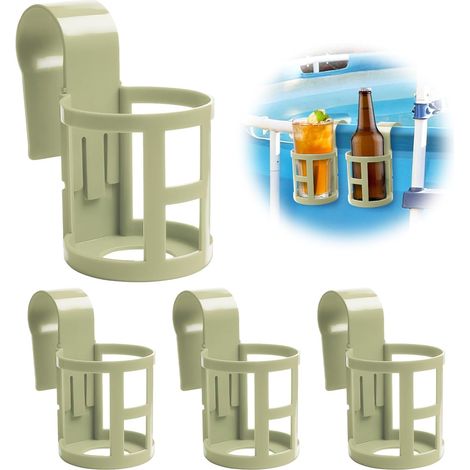 Set Mit 4 Poolbecherhaltern, Bierhaltern Für Den Poolbereich, Multifunktionalen Hängenden Becherhaltern Aus Kunststoff Für Getränke (khaki)