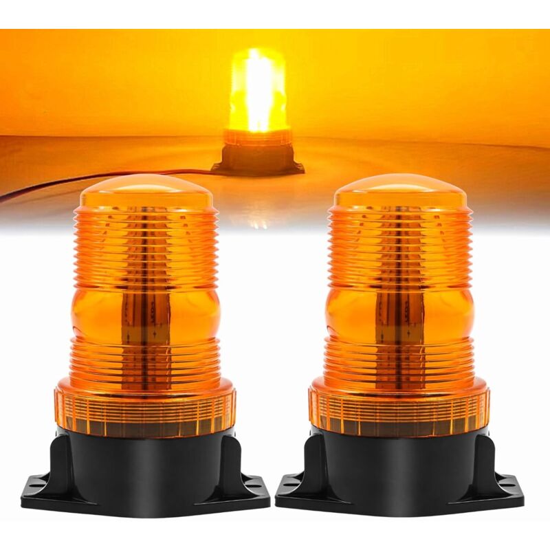 Orangefarbene Led-rundumleuchte Mit Blitzlichtfunktion, Warn- Und Notfallbeleuchtung Für Busse, Traktoren, Lkws Und Gabelstapler (10–80 V). (2 Stück)