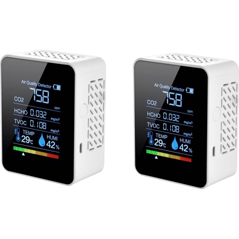 5-in-1-kohlendioxiddetektor – Co2-luftqualitätsmonitor Für Innenräume – Lcd-display – Echtzeitmessung – Kompaktes Design