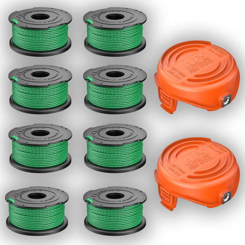 Packung Mit 8 Grünen Trimmerfadenspulen Für Black & Decker Gl7033 Gl8033 Gl9035 A6482 (8 Spulen Faden + 2 Spulenabdeckungen) -